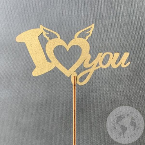 Топпер для цветов "I love you" светло-песочный