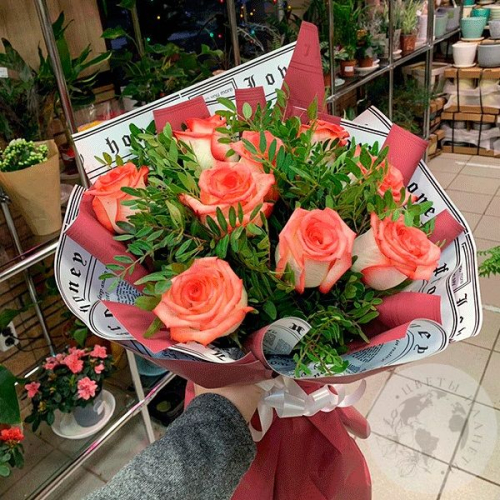 Букет из роз и фисташки "Доброе утро" в магазине Цветы Планеты