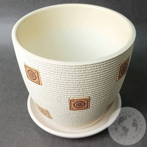 Цветочный горшок керамический Фишка белый бутон в магазине Цветы Планеты