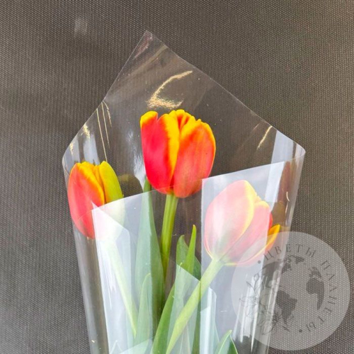 3 красно-желтых пионовидных тюльпана в магазине Цветы Планеты