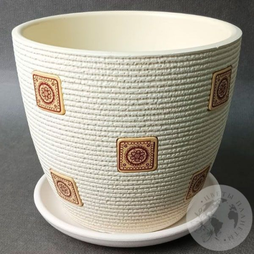 Цветочный горшок керамический Фишка белый бутон в магазине Цветы Планеты