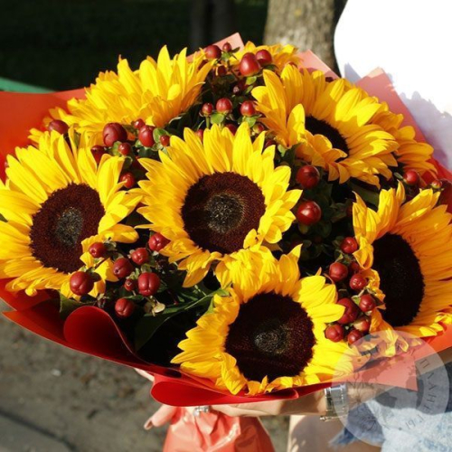 Букет подсолнухов "Солнечный" в магазине Цветы Планеты