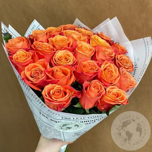 17 роз оранжевых 60 см. в магазине Цветы Планеты