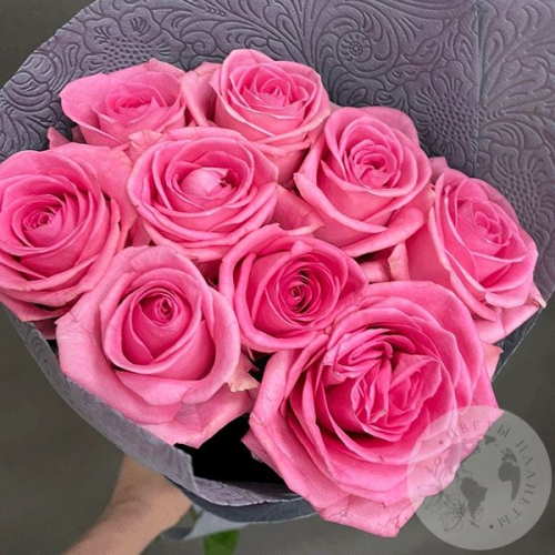 9 роз розовых 50 см. в магазине Цветы Планеты