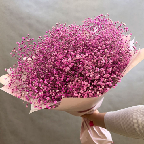 Монобукет из розовой гипсофилы в магазине Цветы Планеты