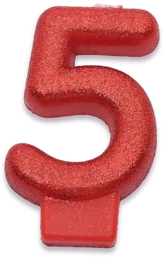 Свеча-цифра "5" для торта, блестящая в магазине Цветы Планеты