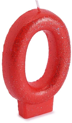 Свеча-цифра "0" для торта, блестящая в магазине Цветы Планеты