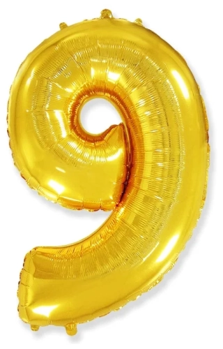 Шар цифра "9", 66 см. Золото