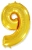 Шар цифра "9", 66 см. Золото