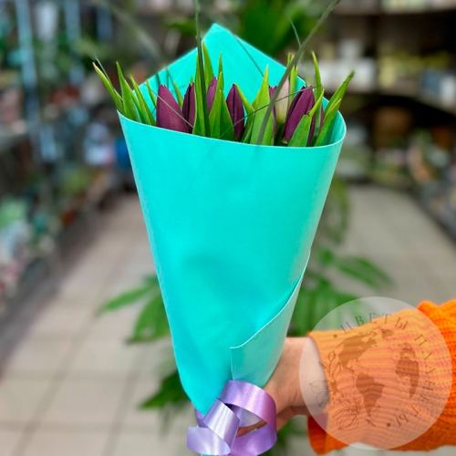 Букет из 15 тюльпанов фиолетовых в магазине Цветы Планеты