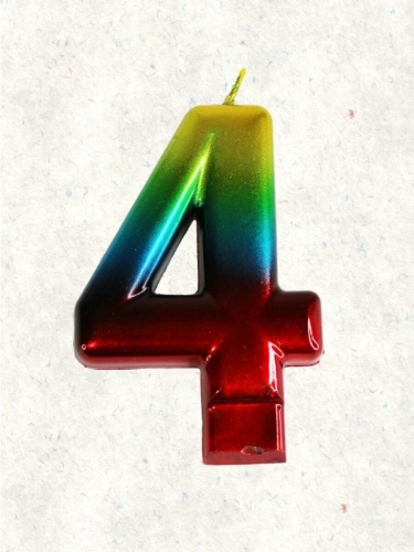 Свеча-цифра "4" для торта, радуга металлик в магазине Цветы Планеты