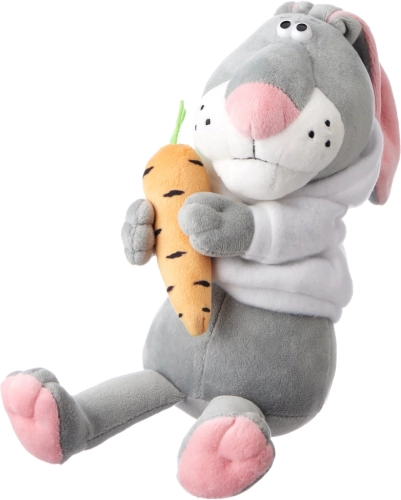 Мягкая игрушка Кролик Семёныч в Худи с Морковкой, 20 см в магазине Цветы Планеты