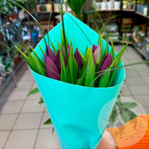 Букет из 15 тюльпанов фиолетовых в магазине Цветы Планеты