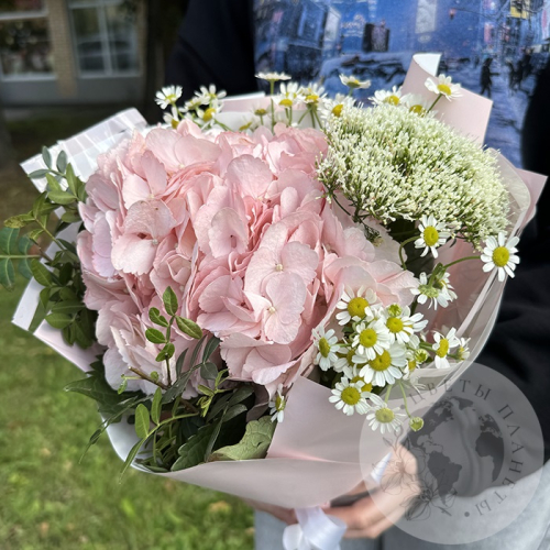 Букет с гортензией и фисташкой в магазине Цветы Планеты