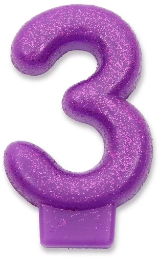 Свеча-цифра "3" для торта, блестящая в магазине Цветы Планеты