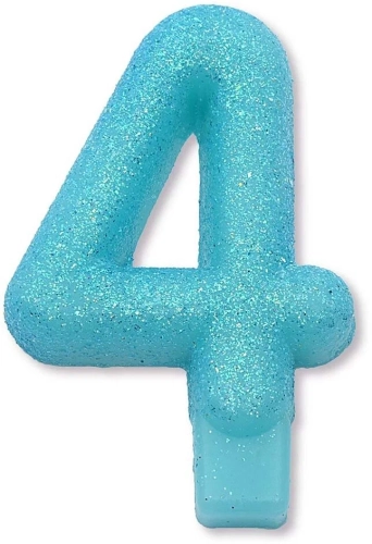 Свеча-цифра "4" для торта, блестящая в магазине Цветы Планеты