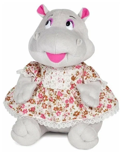 Мягкая игрушка Бегемотик Шура в платьице, 23 см в магазине Цветы Планеты