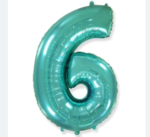 Шар цифра "6", 102 см., тиффани в магазине Цветы Планеты
