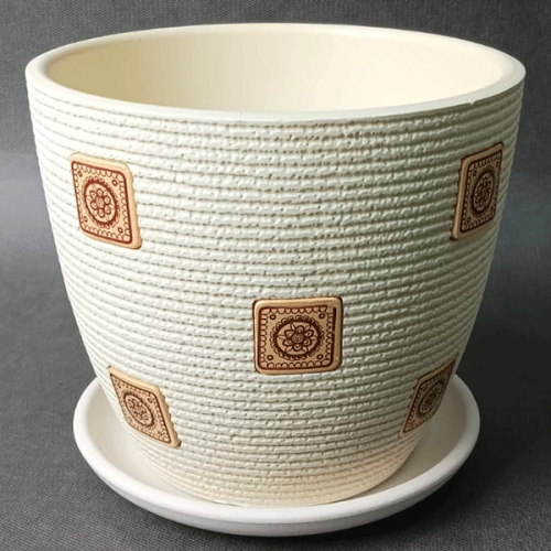 Цветочный горшок керамический Фишка белый бутон в магазине Цветы Планеты