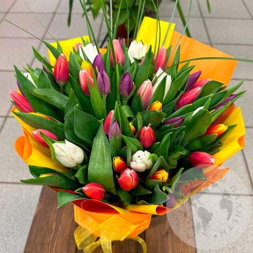 Букет 51 тюльпан микс в магазине Цветы Планеты