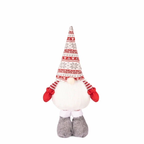 Гном в полосатом колпаке и серых ботиночках, 53 см в магазине Цветы Планеты