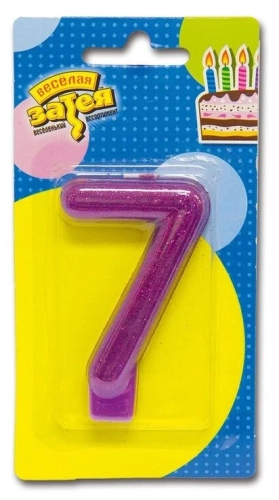 Свеча-цифра "7" для торта, блестящая в магазине Цветы Планеты