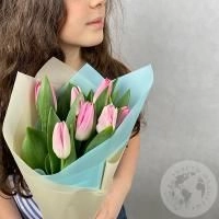 7 тюльпанов розовых в магазине Цветы Планеты