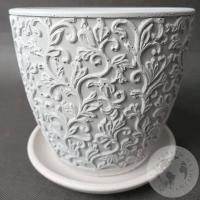 Цветочный горшок керамический Орнамент светло-серый бутон