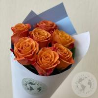 7 роз оранжевых 60 см. в магазине Цветы Планеты