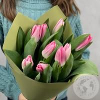 9 тюльпанов розовых в магазине Цветы Планеты
