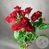 3 кустовые розы красные 60 см. в магазине Цветы Планеты