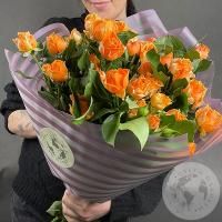 9 кустовых роз оранжевых 60 см в магазине Цветы Планеты