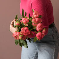 9 пионов розовых в магазине Цветы Планеты