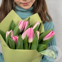 15 тюльпанов розовых в магазине Цветы Планеты