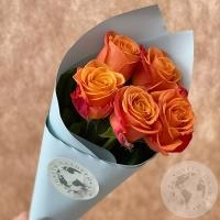 5 роз оранжевых 60 см. в магазине Цветы Планеты