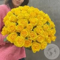 51 роза желтая 50 см.