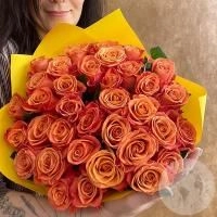 35 роз оранжевых 60 см. в магазине Цветы Планеты